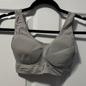 Beige Sports Bra Breathable Mesh Lightly Padded Comfy Casual Undergarment XL